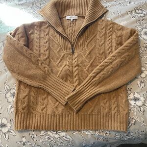 John + Jenn Camel Zip-Up Sweater